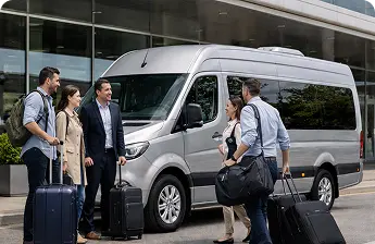 10 seater minibus airport transfer with passengers and luggage